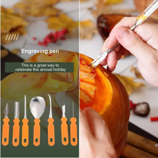 Hot Sale 7Pcs set Halloween Pumpkin Carving Knife Sets Pumpkin Lantern DIY Carved Tools Pottery Tools Pumpkin Cutting Hand Tools Peaceful Pleasures Health and Wellness