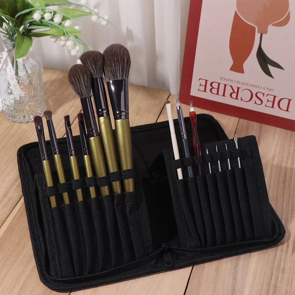 Portable Paint Brush Holder Foldable Multifunctional Brushes Storage Case Large Capacity Black Cosmetic Storage Bag Peaceful Pleasures Health and Wellness