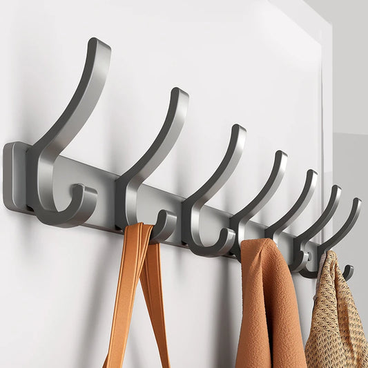 No-Drill 6-Hook Aluminum Wall Coat Hanger Rack | Bedroom & Kitchen Wall Hook Rack Peaceful Pleasures Health and Wellness
