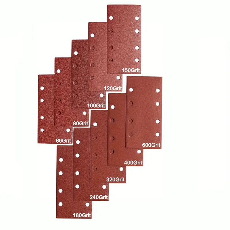 Assorted Grit Sanding Sheets 93 X 8-Hole Rectangular Sanders Wood