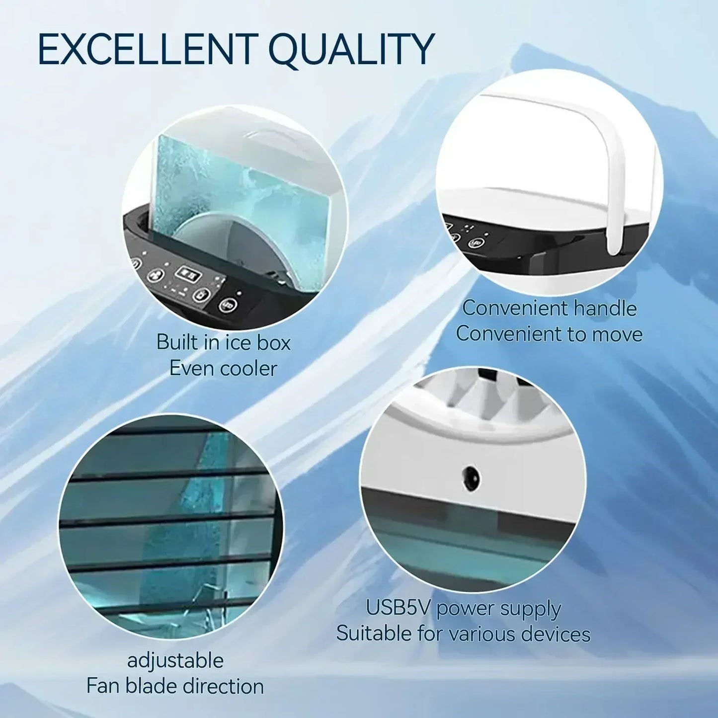 Portable Desktop Air Cooler Fan – Dual Spray & Night Light