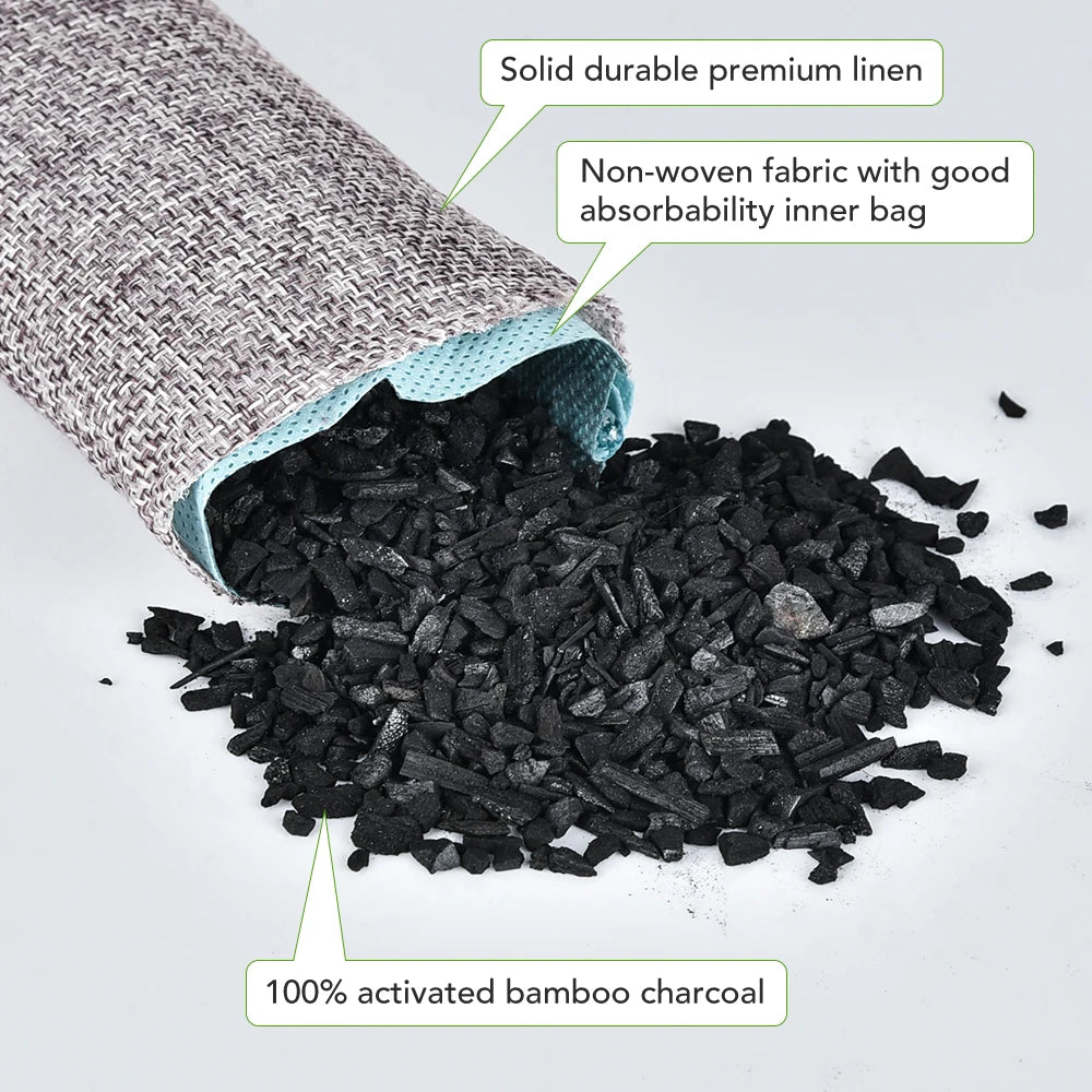 10/20Pcs Natural Fresh Bamboo Charcoal Bags Air Purifying Activated Charcoal Odor Absorber Moisture for Car Closet Shoes Pets Peaceful Pleasures Health and Wellness