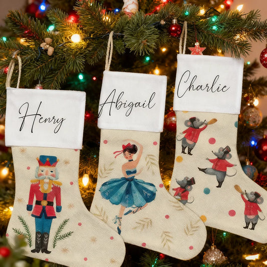 Personalized Nutcracker Christmas Stocking | Custom Family Gift Christmas Stocking Peaceful Pleasures Health and Wellness