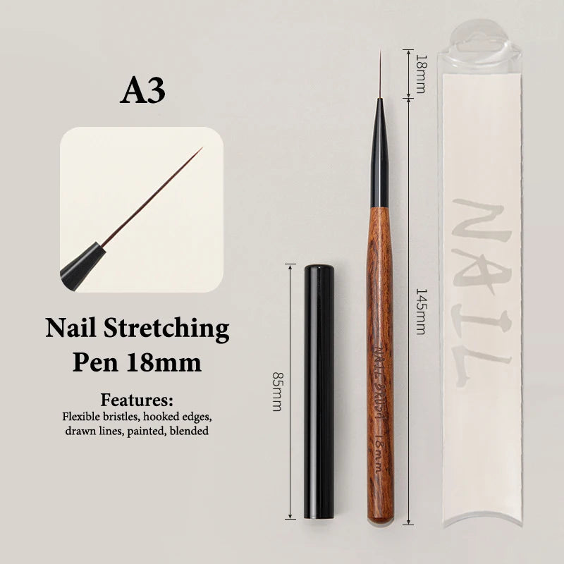 Nail Art Brush Checker Sandalwood Nail Drawing Painting Long Line Brush Nail Art Tool Painting Brushes DIY Design Manicure Tools Peaceful Pleasures Health and Wellness A3