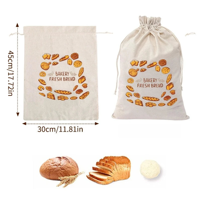 Reusable Linen Bread Bag | Drawstring Artisan Loaf Storage Bag