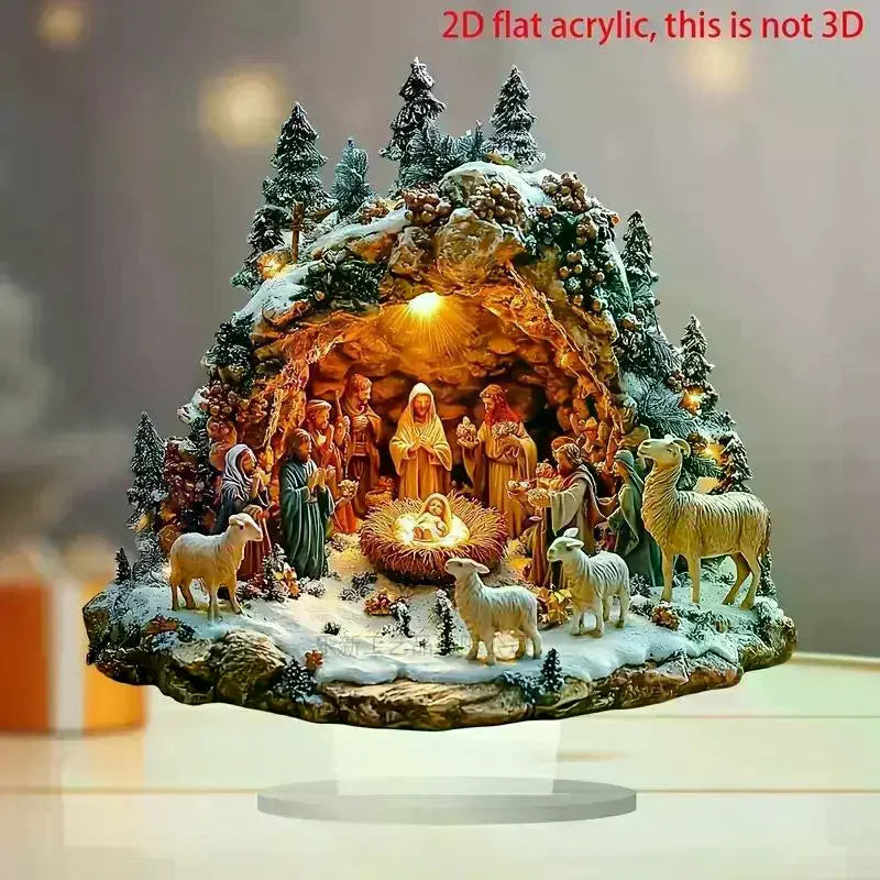 Acrylic Jesus Tree of Life Family Statue Desktop Ornament