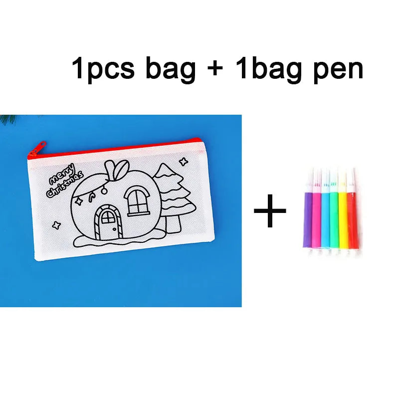 DIY Graffiti Pencil Bag Christmas Gifts Kids Filling Santa Claus
