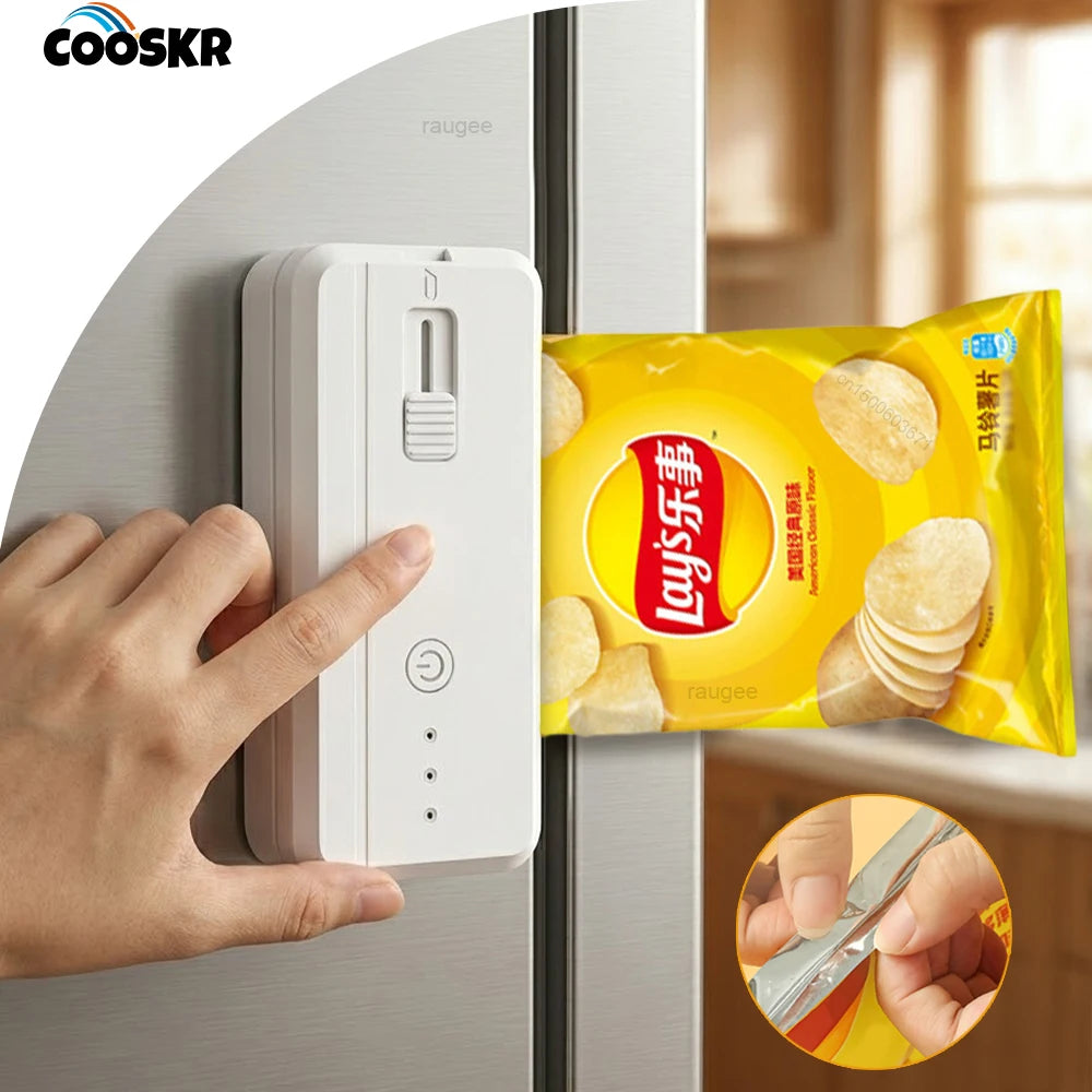 Plastic Bags Sealer Portable Mini Bag Heat Sealer Rechargeable Handheld Food Packaging Sealing Machine Thermal Bags Sealer Peaceful Pleasures Health and Wellness
