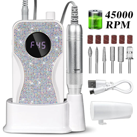45000 RPM Rechargeable Electric Nail Drill – Gel Nail Salon Tool Electric Nail Drill Peaceful Pleasures Health and Wellness