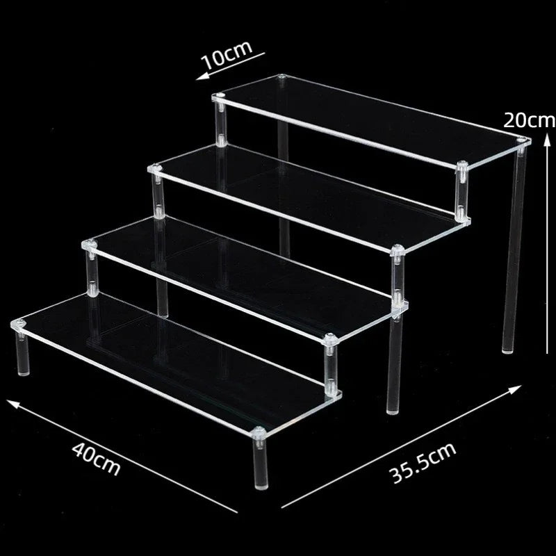 Black Acrylic Display Stand 1–5 Tier Riser for Figures & Decor