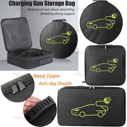 Car Cables Organizer Bag Oxford Cloth Auto Rechargeable Storage Tidy EV Charging Plugs Equipment Container Bag Cars Accessories Peaceful Pleasures Health and Wellness