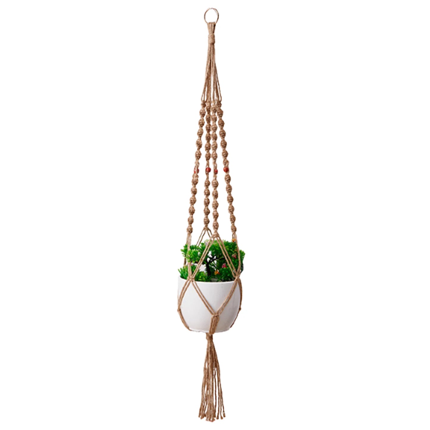 Decorative Flower Pot Holder with Tassels Flower Pot Baskets Hanging Net (Pots Not Included) for Indoor Outdoor Boho Home Decor Peaceful Pleasures Health and Wellness Jute 100cm