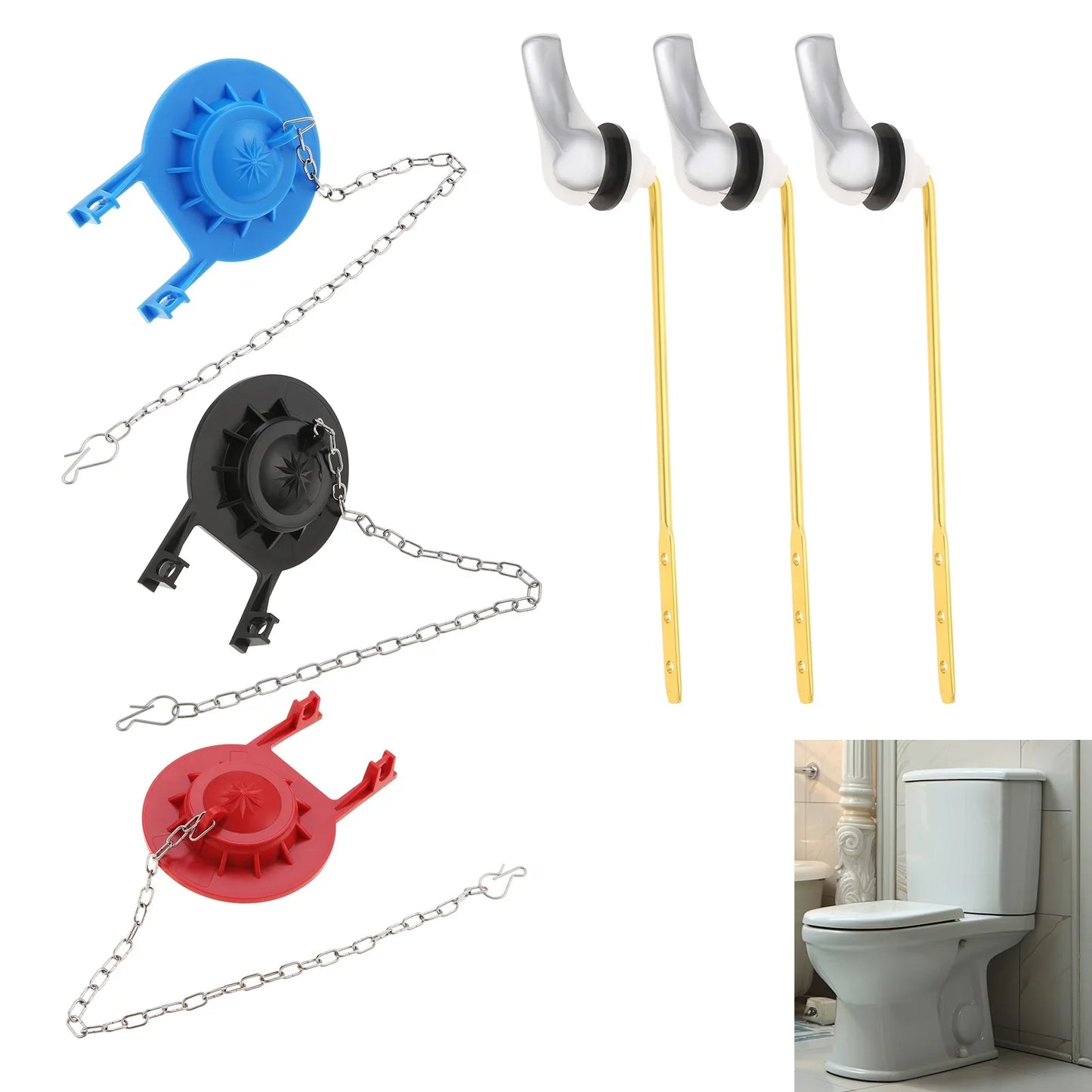 Toilet Tank Handle & Flapper Kit – 2" Flush Valve, Tool-Free