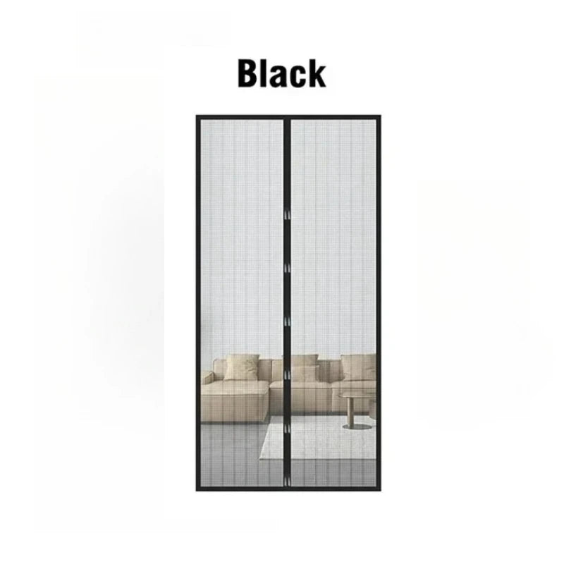 Heavy Duty Magnetic Screen Door Mesh Curtain Mosquito Net Bug Hands Free Partition Mute Striped Door Curtain Bedroom Ventilation Peaceful Pleasures Health and Wellness black 100x210