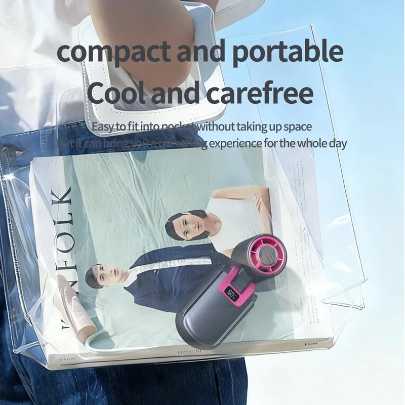 Mini Ice Cooling Portable Fan Turbo High Speed Handheld Fan Long Battery Life USB Rechargeable Foldable For Outdoor Travel Peaceful Pleasures Health and Wellness