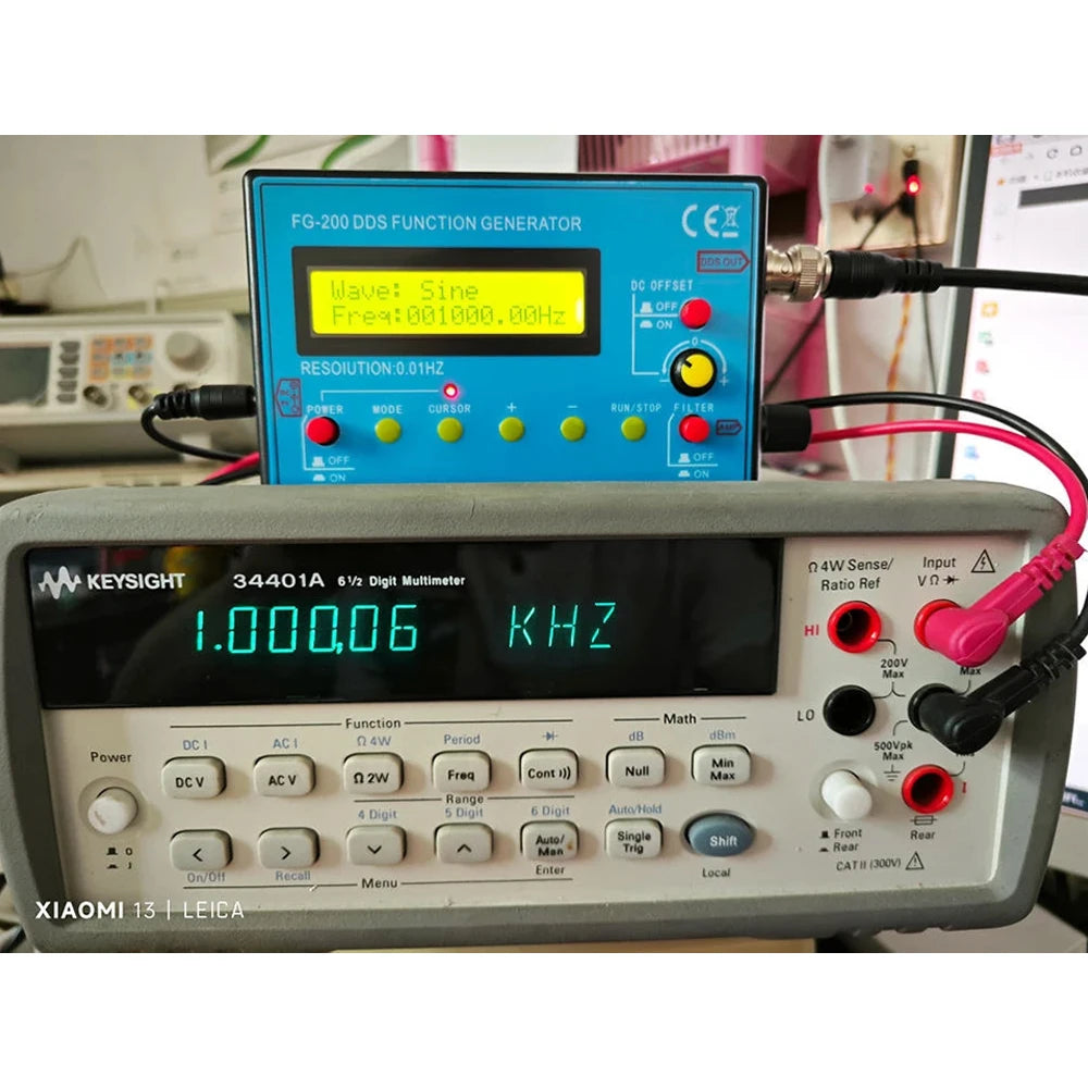 FG-200 DDS Function Signal Generator 0.01Hz-500KHz Adjustable Module Sine Square Triangle Sawtooth Waveform Output Peaceful Pleasures Health and Wellness