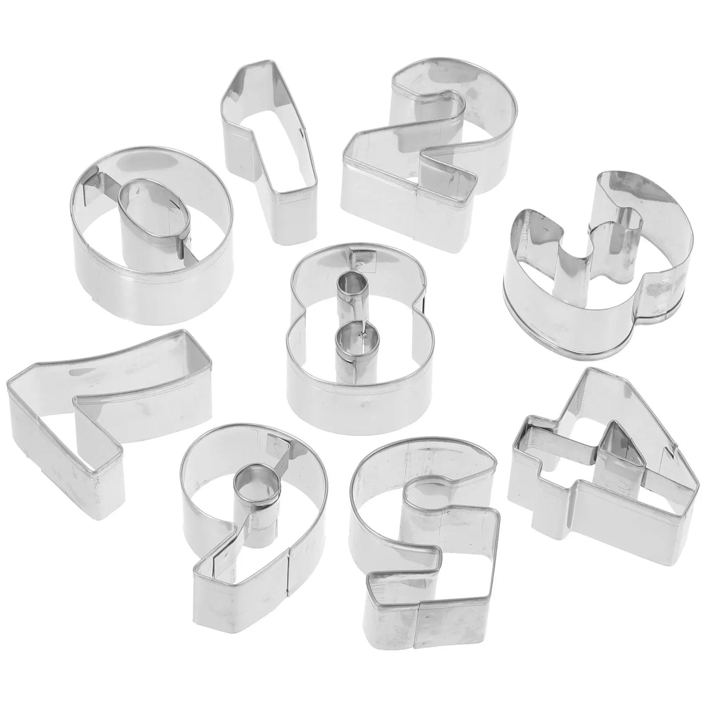 10Pcs Number Cookie Mold Stainless Steel Biscuit Cutter DIY Home Baking Accessories Reusable Festival Birthday Birthday Party Peaceful Pleasures Health and Wellness