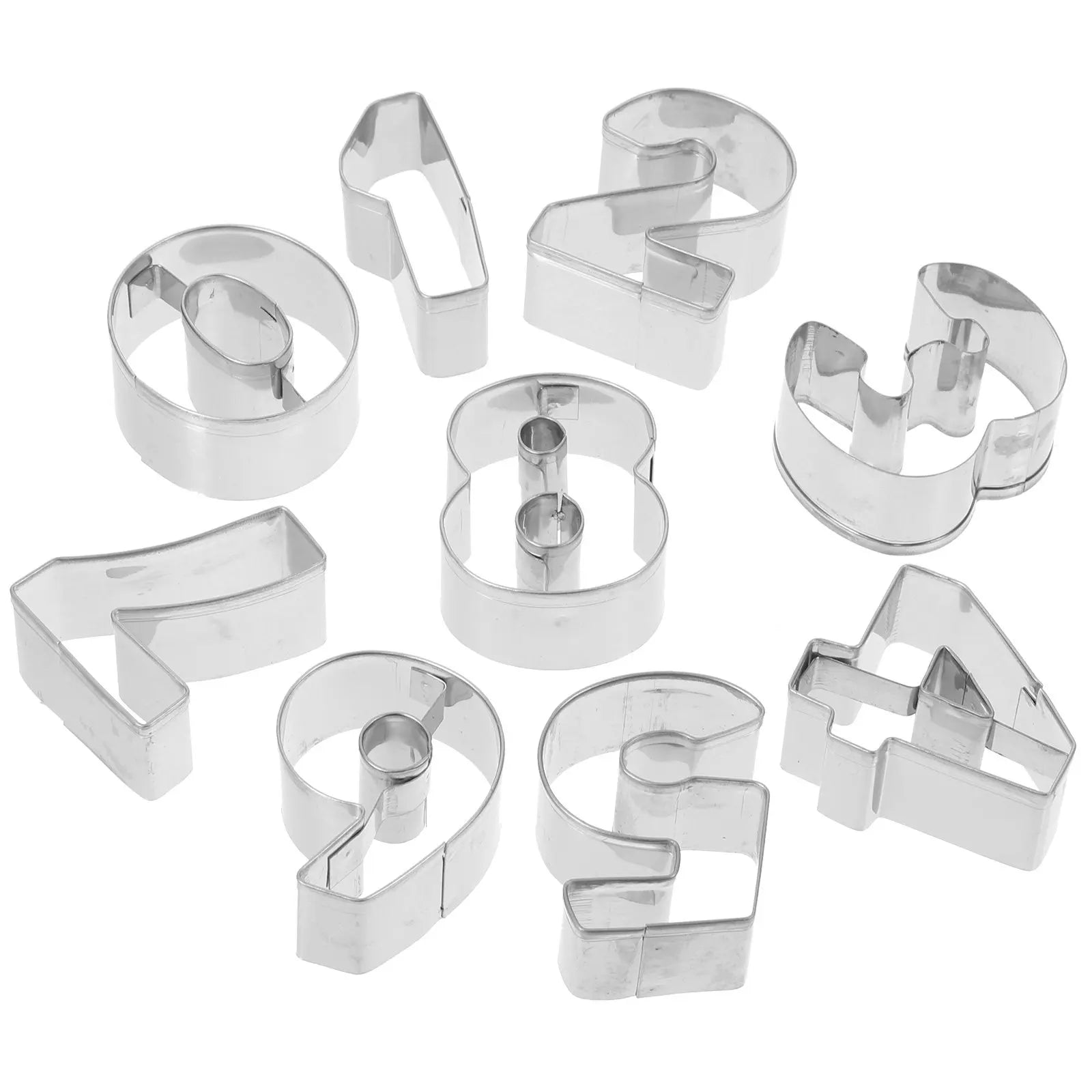 10Pcs Number Cookie Mold Stainless Steel Biscuit Cutter DIY Home Baking Accessories Reusable Festival Birthday Birthday Party Peaceful Pleasures Health and Wellness
