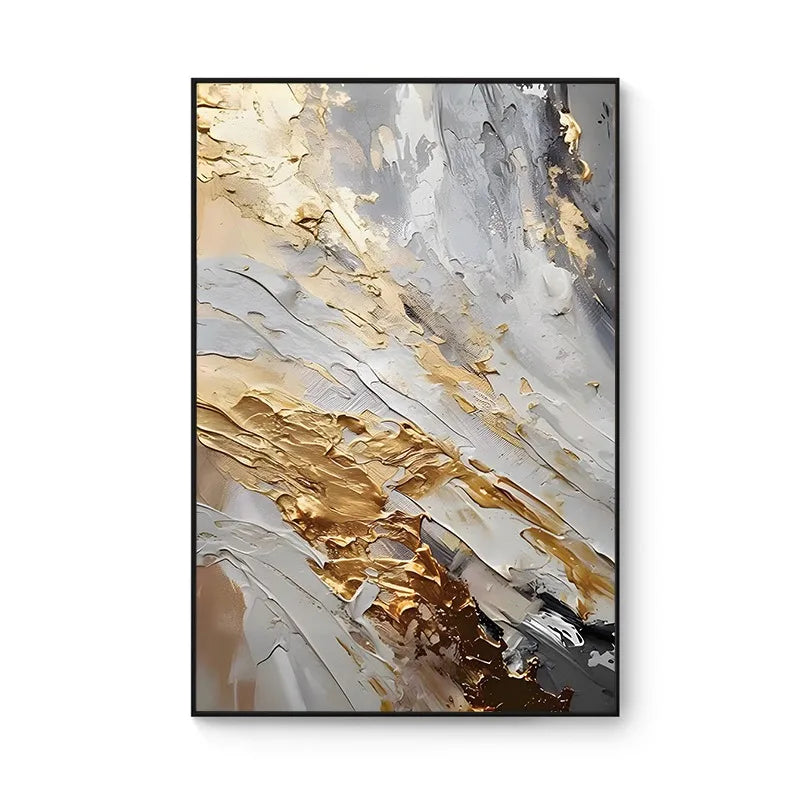 100% Hand Painted，Gold, Grey, Beige, Black ,Textured Painting, Acrylic Abstract Oil Painting, Wall Decor Living Room, Office Wal Peaceful Pleasures Health and Wellness Mode F 70x100cm