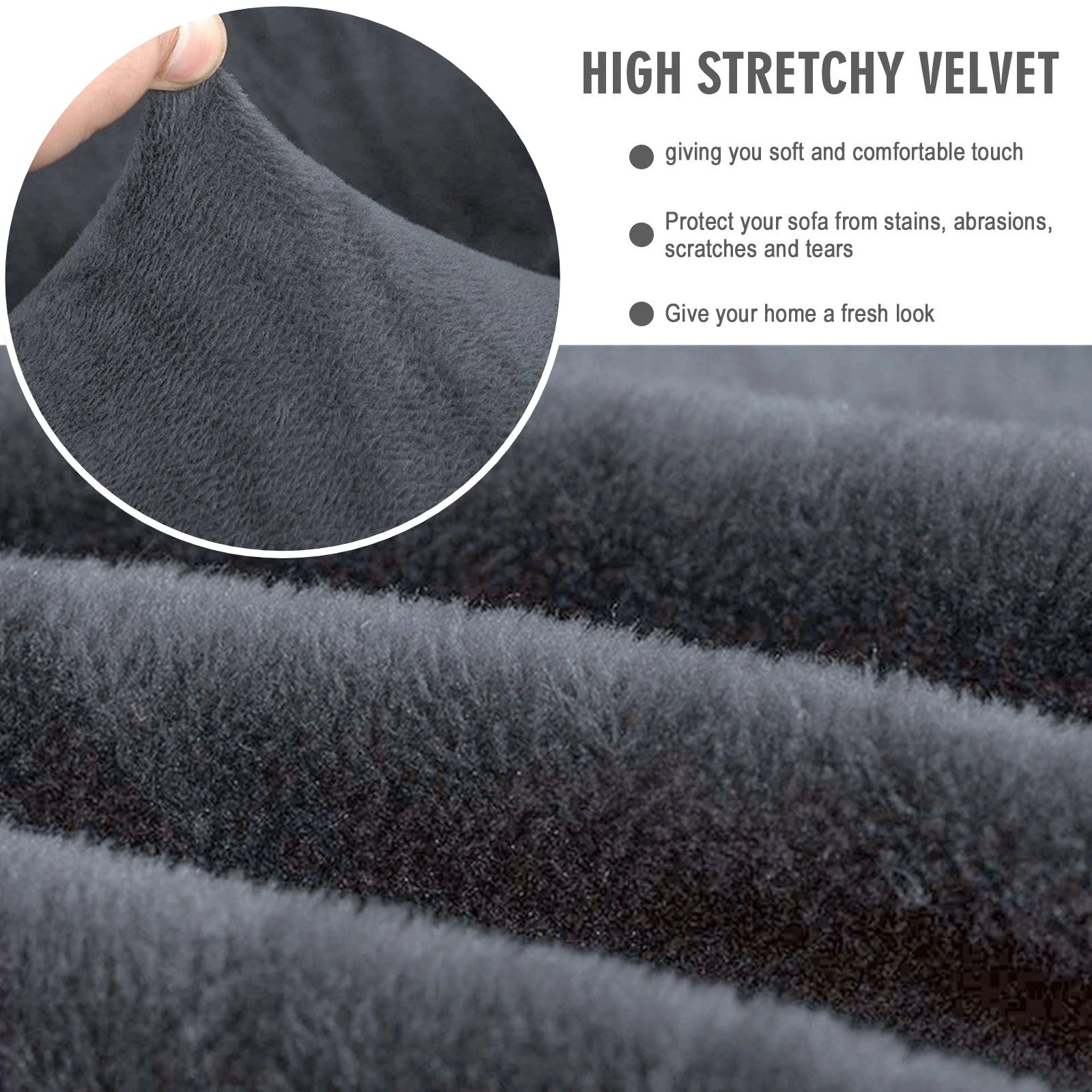 Stretch Velvet Plush Slipcover with 1/2/3/4 Seat Separate Cushion Cover Couch Velvet Sofa Covers Separate Fit Seat Cushion Cover Peaceful Pleasures Health and Wellness