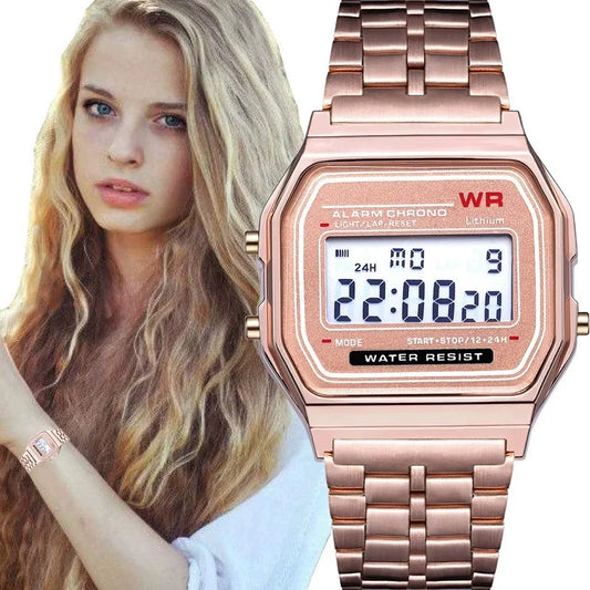 Multifunction LED Digital Sports Watch – Men & Women Steel Strap LED Digital Watch Peaceful Pleasures Health and Wellness