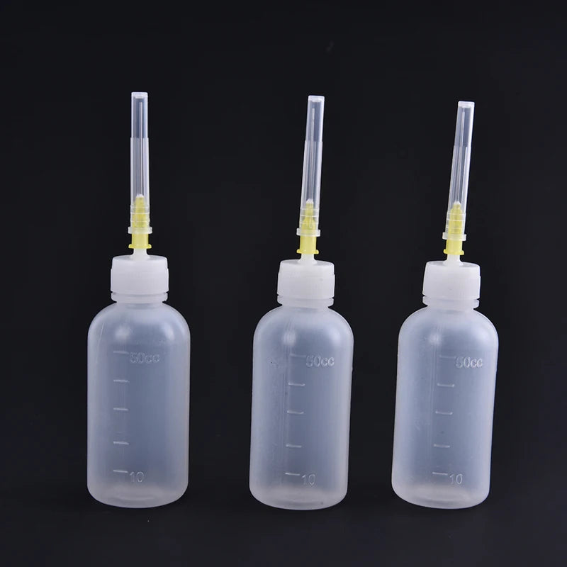 3-Pack 50ml Needle Dispenser Bottles – Flux, Adhesive & Oil Needle Dispenser Bottle Peaceful Pleasures Health and Wellness onesize