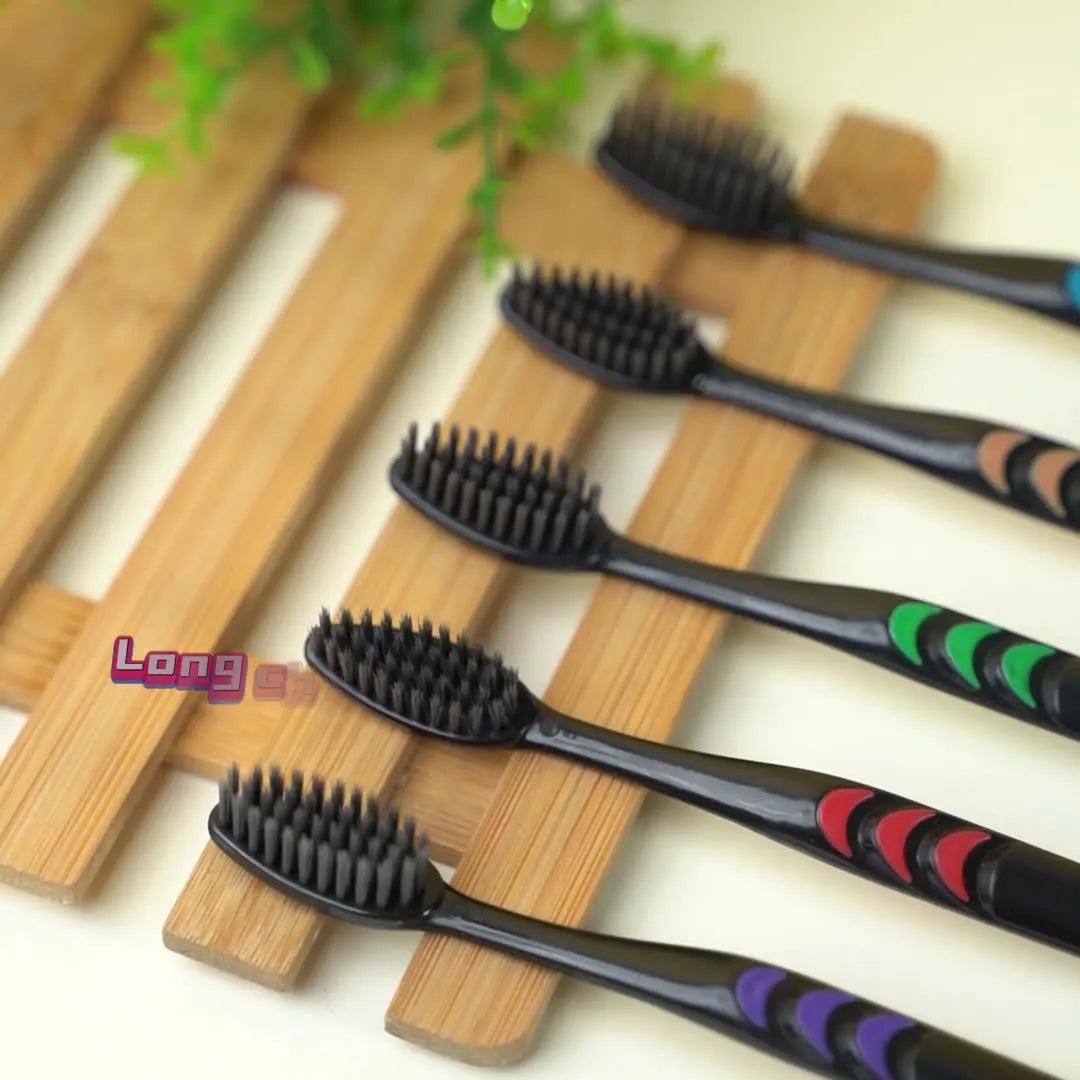 10-Pack Bamboo Charcoal Soft Toothbrush Set | Family Travel