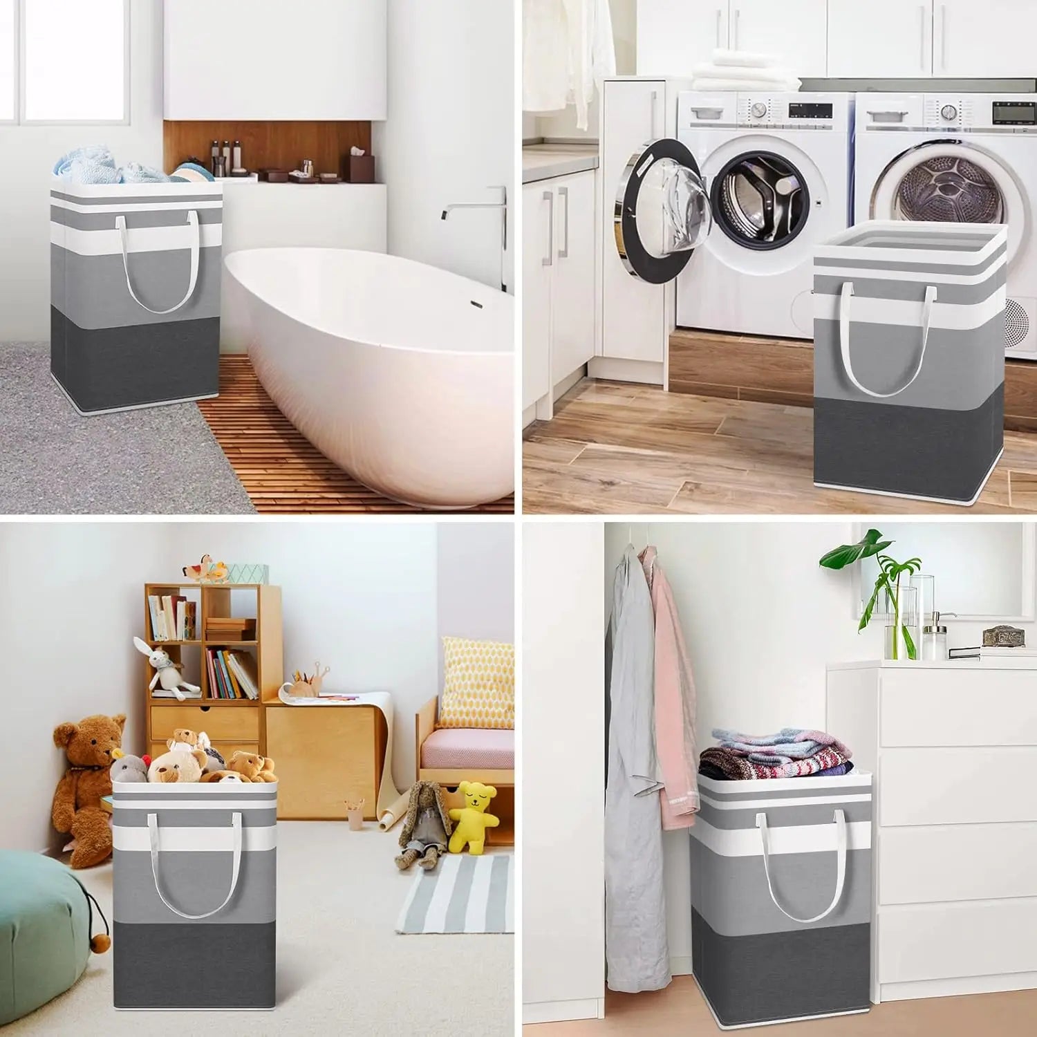 Large Collapsible Laundry Basket – Waterproof Freestanding Hamper, 75L (Set of 2) Peaceful Pleasures Health and Wellness