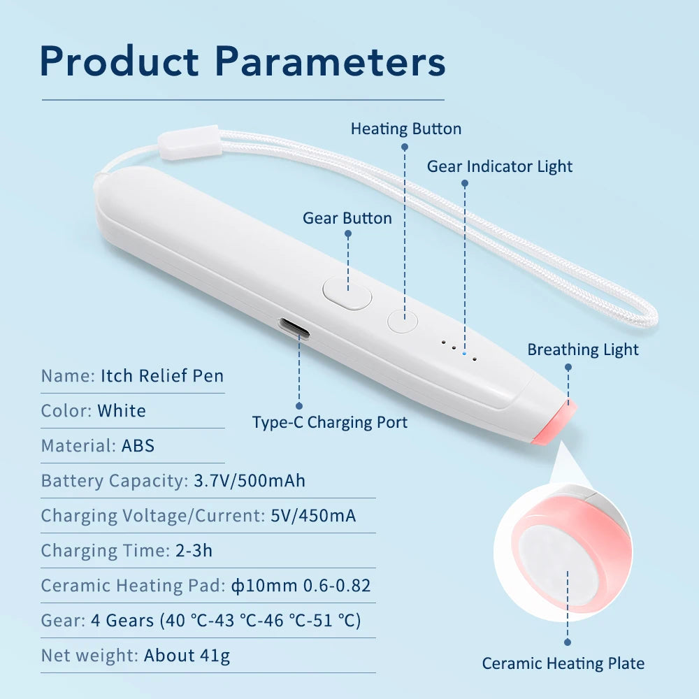 Portable Mosquito Insect Bite Relieve Itching Pen Rechargeable Bug Insect Bite Itch Relief Heat Pen for Camping Outdoor Children Peaceful Pleasures Health and Wellness