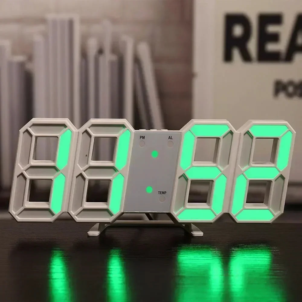 LED Digital Desk & Wall Clock – Alarm, Snooze & Dimmer