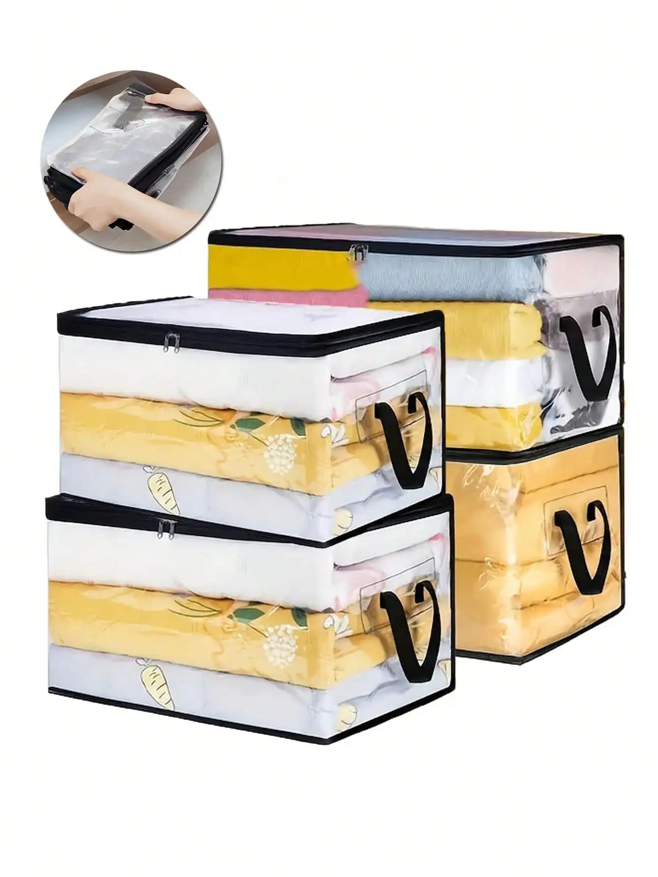 Clear Zippered Storage Bags for Blankets, Clothes & Bedding
