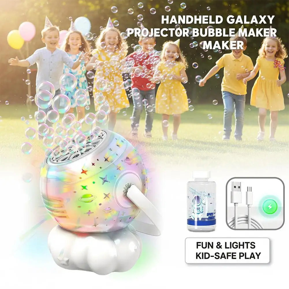 Rechargeable Automatic Bubble Machine LED Light Leak-proof 360 Maker