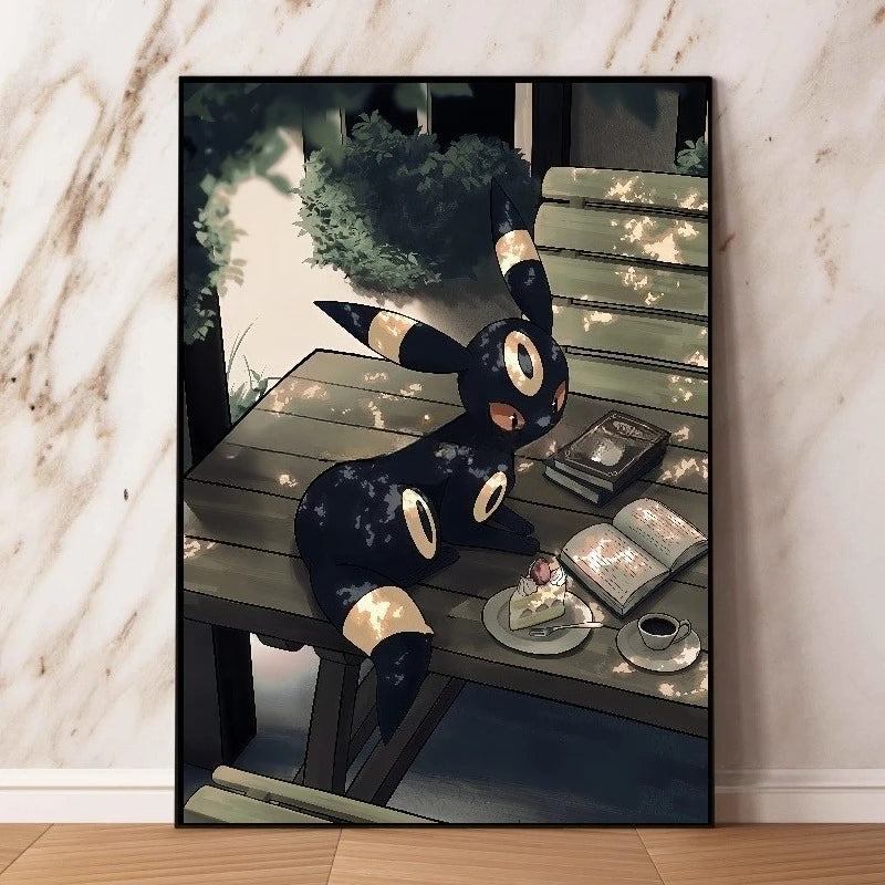 Classic Pokemon HD Canvas Painting Anime Figures Umbreon Poster Print Watercolor Wall Art Picture Modern Home Decor Kids Gifts Peaceful Pleasures Health and Wellness