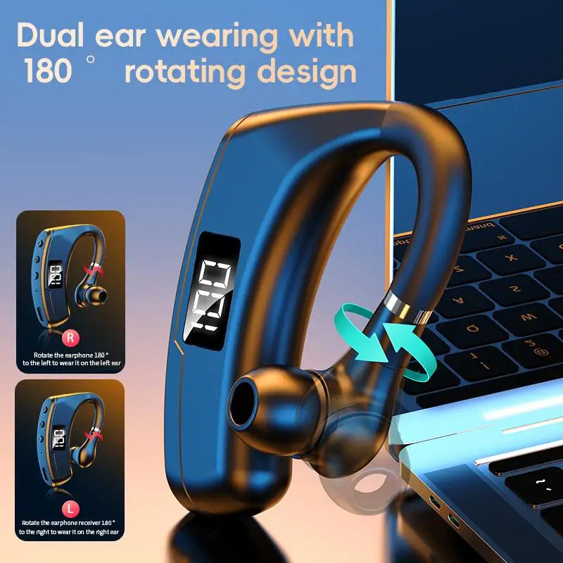 Single-ear Wireless Earbuds Business Commute & Car LED Display Long-lasting Earhook Bluetooth Headset Peaceful Pleasures Health and Wellness