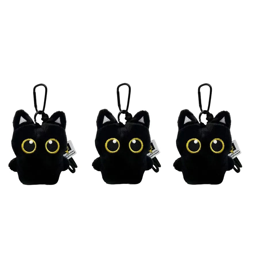 Black Cat Plush Keychain Charm | Cute Stuffed Cat Bag Pendant Plush Keychain Charm Peaceful Pleasures Health and Wellness D 3pcs