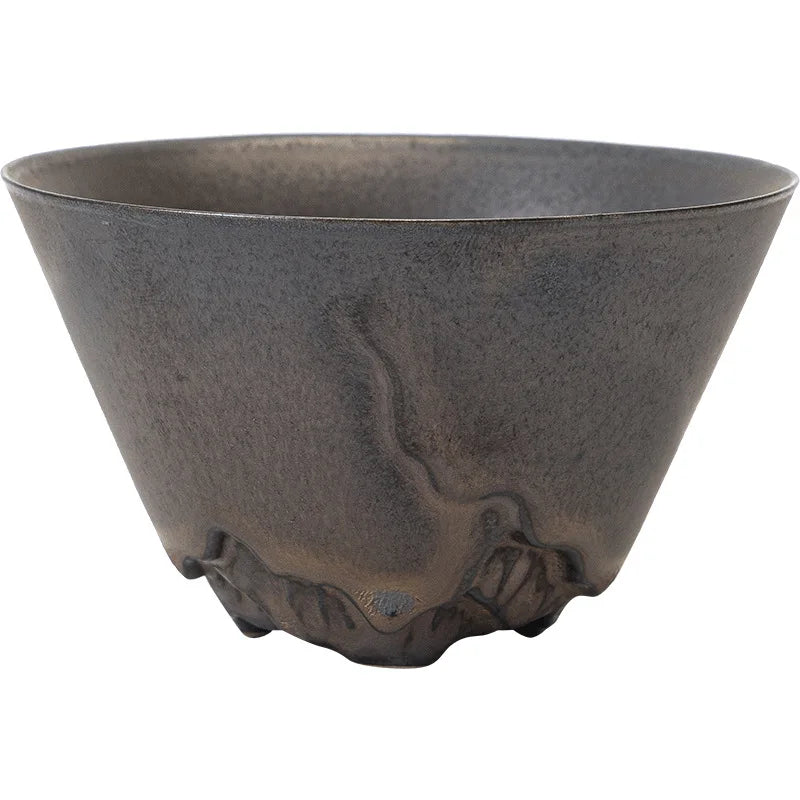 Gilt Rust Glaze Ceramic Tea Cup | New Chinese Master Cup Ceramic Tea Cup Peaceful Pleasures Health and Wellness