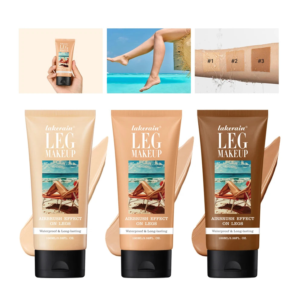 Free Brush With100ml Bronze Leg Body Foundation Long Lasting Waterproof Tanning Makeup Cream Even Skin Tone Makeup Peaceful Pleasures Health and Wellness