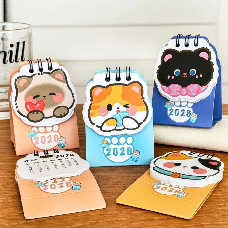 Cute 2026 Mini Desk Calendar Cartoon Cat Daily Organization Desktop Calendar Coil Planner To Do List Coil Calendar School مكاتب Peaceful Pleasures Health and Wellness