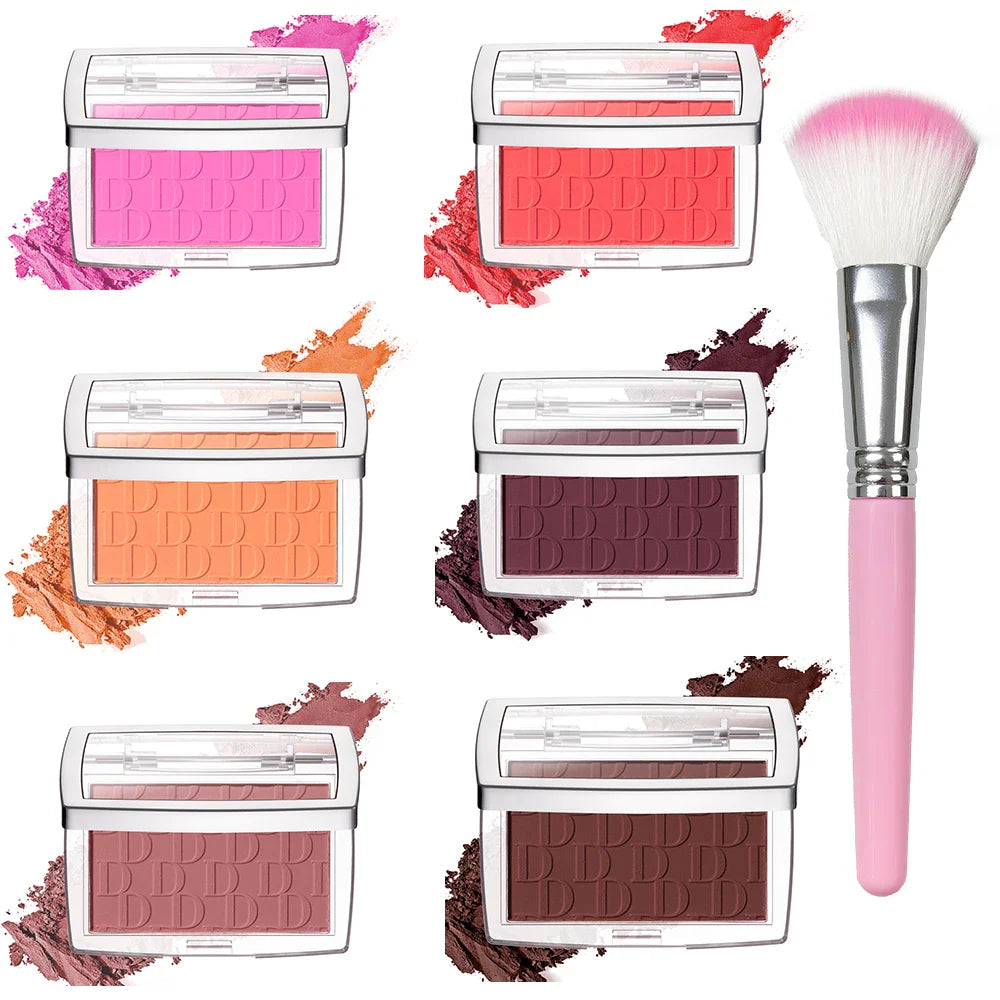 6-Color Embossed Matte Blush Palette with Brush | ibcccndc