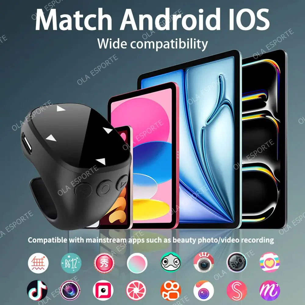 Remote Control Touch Screen Page Turner For Web page Bluetooth Camera Video Recording for iPad iPhone Remote Scrolling Ring Peaceful Pleasures Health and Wellness