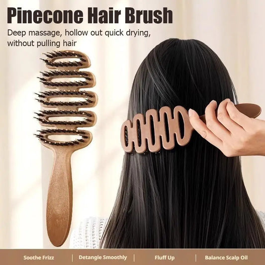 Hollow Vent Detangling Hair Brush | Boar Bristles & Nylon Pins | Scalp Massage & Fast Drying | For All Hair Types Peaceful Pleasures Health and Wellness