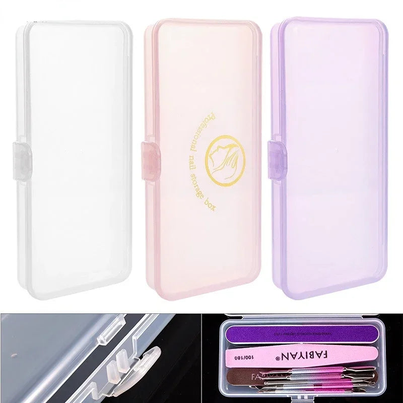 3pcs Empty Plastic Manicure Container, Tweezers, Cuticle Pusher, Brushes, Cleaning Cotton Pads, Rectangle Nail Art Storage Box Peaceful Pleasures Health and Wellness