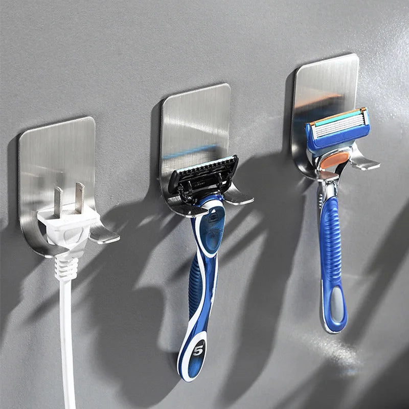 No-Drill Adhesive Razor Holder Wall Hook | Bathroom Storage