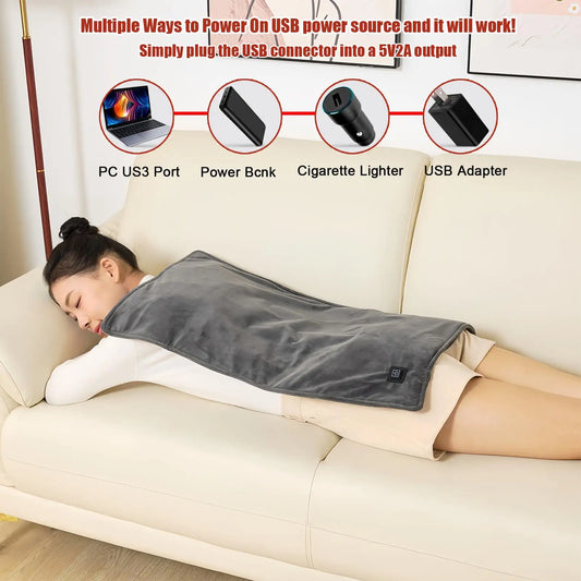 Electric Heating Pad 6 Zones 70x45cm | Back Pain Relief USB Electric Heating Pad Peaceful Pleasures Health and Wellness China Mainland