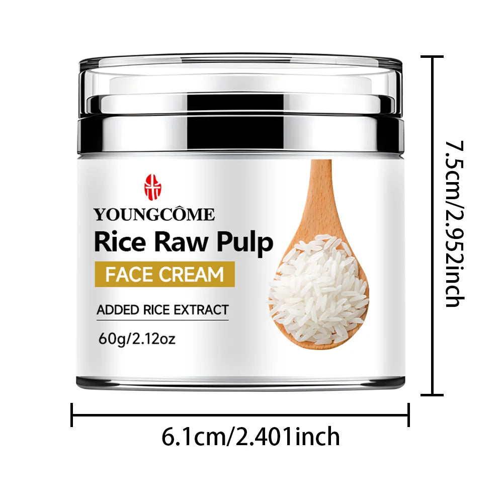 Rice Pulp Cream Hydrating and Nourishing Moisturizer Soothes,Anti Aging Remove Wrinkles Firming Pores Removing Acne Whitening Peaceful Pleasures Health and Wellness 60G