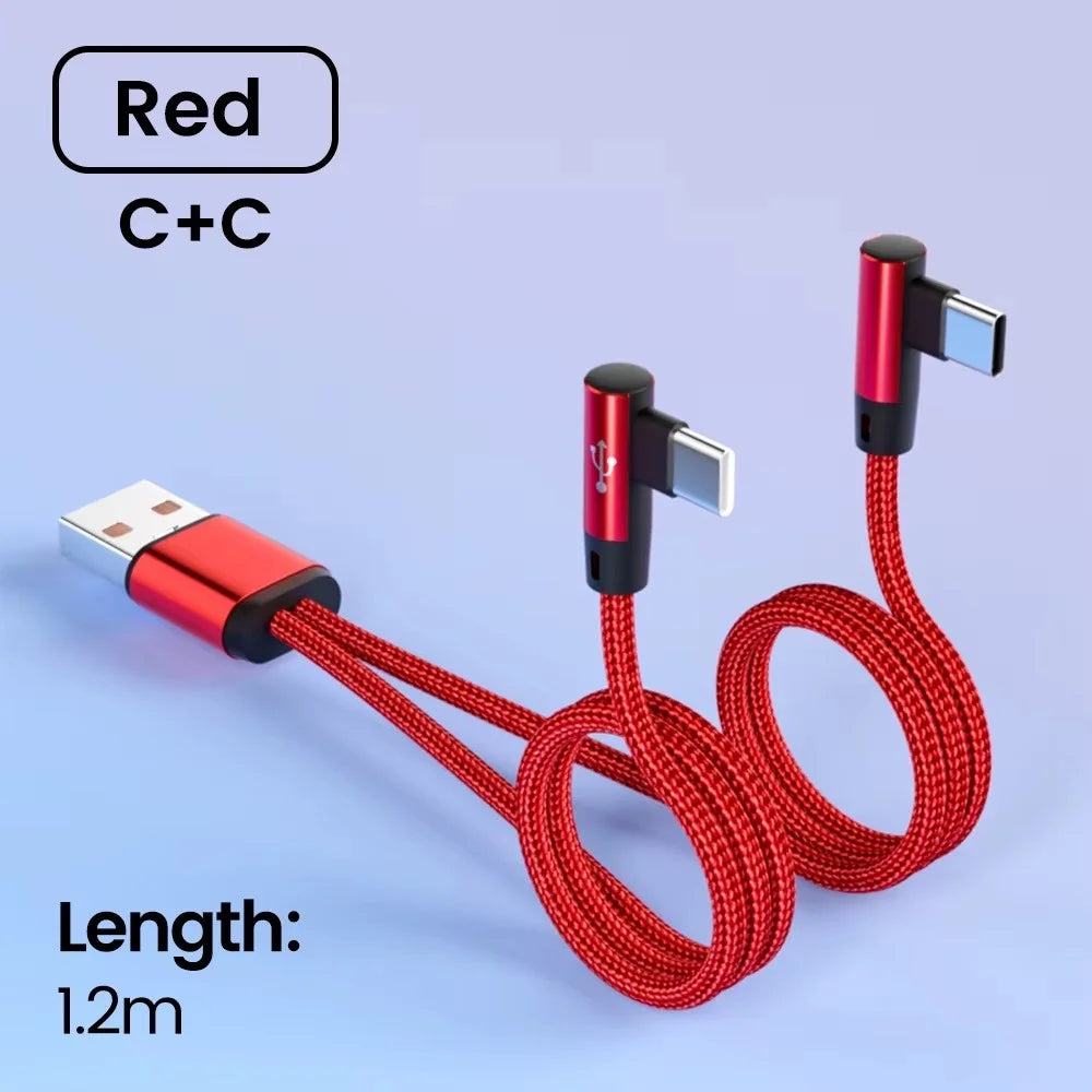 Triple Port USB-A to USB-C Cable 66W Fast Charge 3 Devices