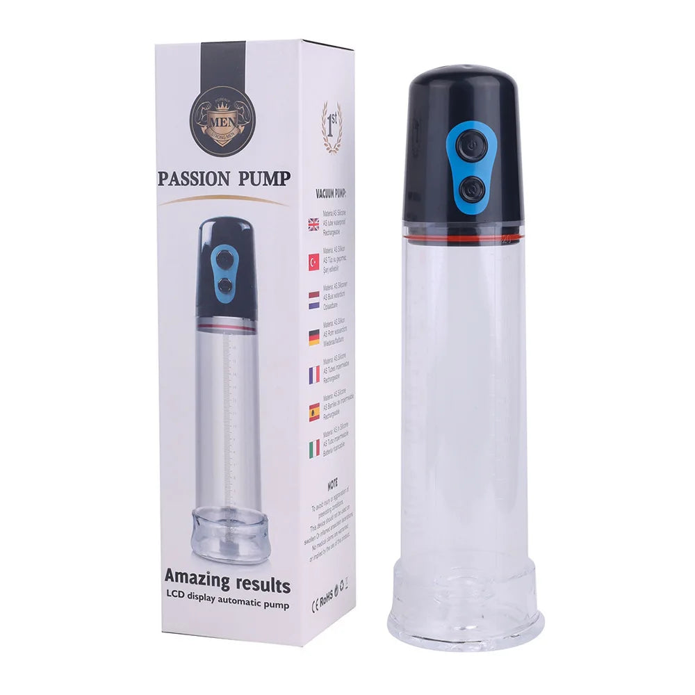 Automatic Electric Penis Pump Male Blowjob Sucking Trainer Enlargement Extender Lasting Vacuum Suction Machine Sex Toys for Men Peaceful Pleasures Health and Wellness White-Box