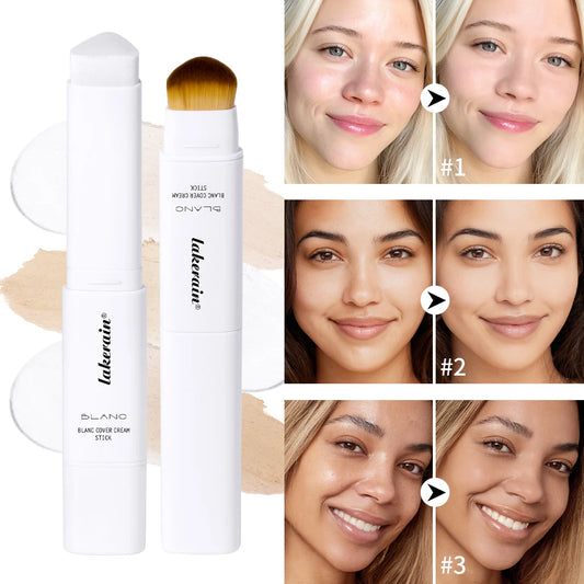 Color Changing Foundation Stick Korean Cover Cream Stick High Coverage Waterproof Dual-Ended with Brush Base Makeup Peaceful Pleasures Health and Wellness