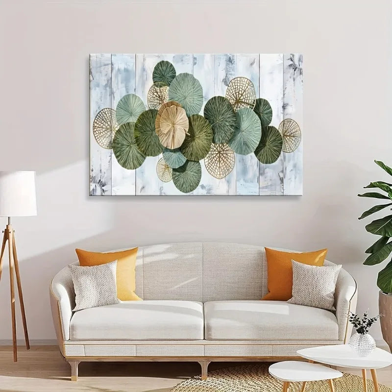 Green Golden Vintage Abstract Canvas Wall Art | Unframed Poster Canvas Wall Art Peaceful Pleasures Health and Wellness