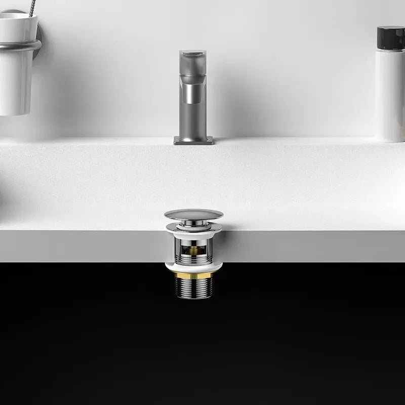Copper Spring Push-Open Bathroom Sink Basin Drain – Chrome